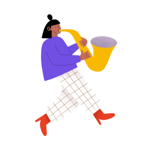 Illustration einer Frau die Saxophon spielt