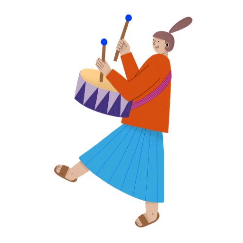 Illustration einer Frau die Trommel spielt