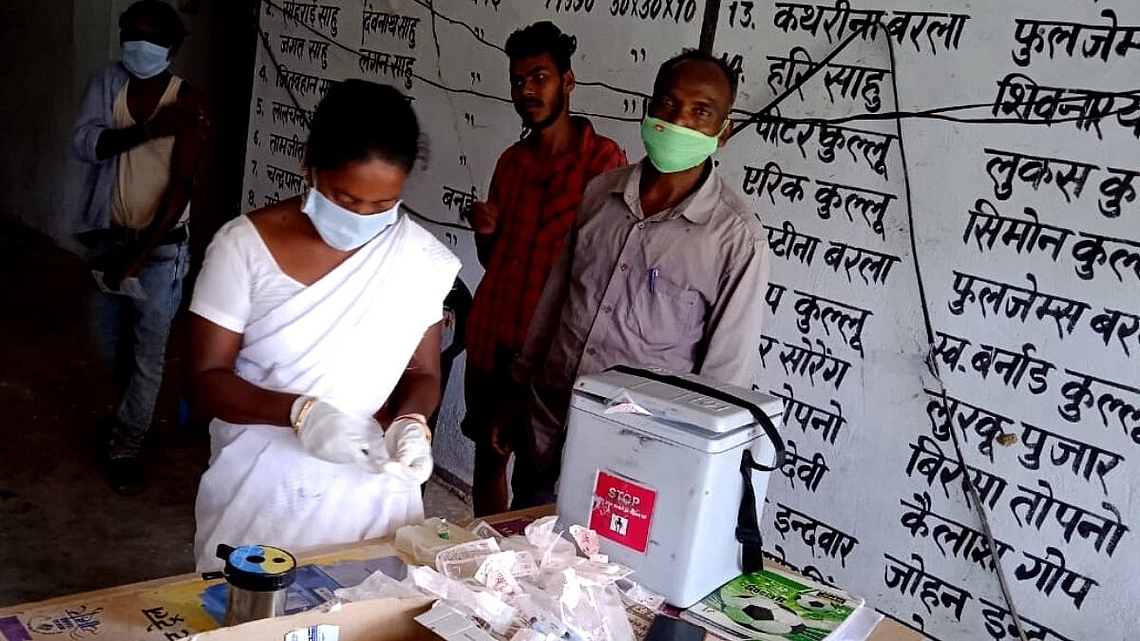 Impfstation in Indien
