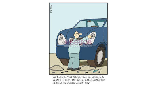 Karikatur Mann putzt Auto